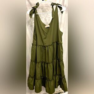 Olive Green Tie Strap Dress